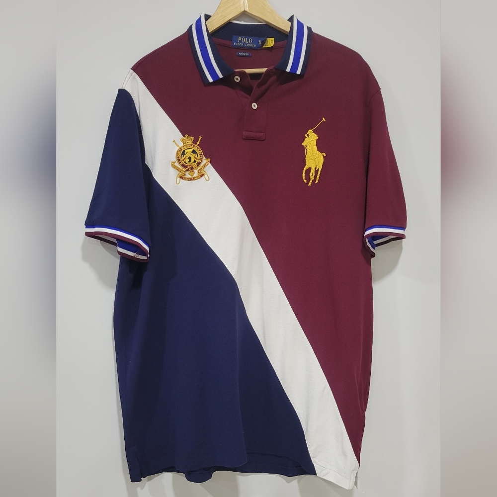 Polo Ralph Lauren Men's Slim Fit Big Gold Pony Logo Crest Mesh Polo Size XL - Picture 2 of 11
